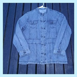 Jean Button Down Shirt Jacket Cover Womens